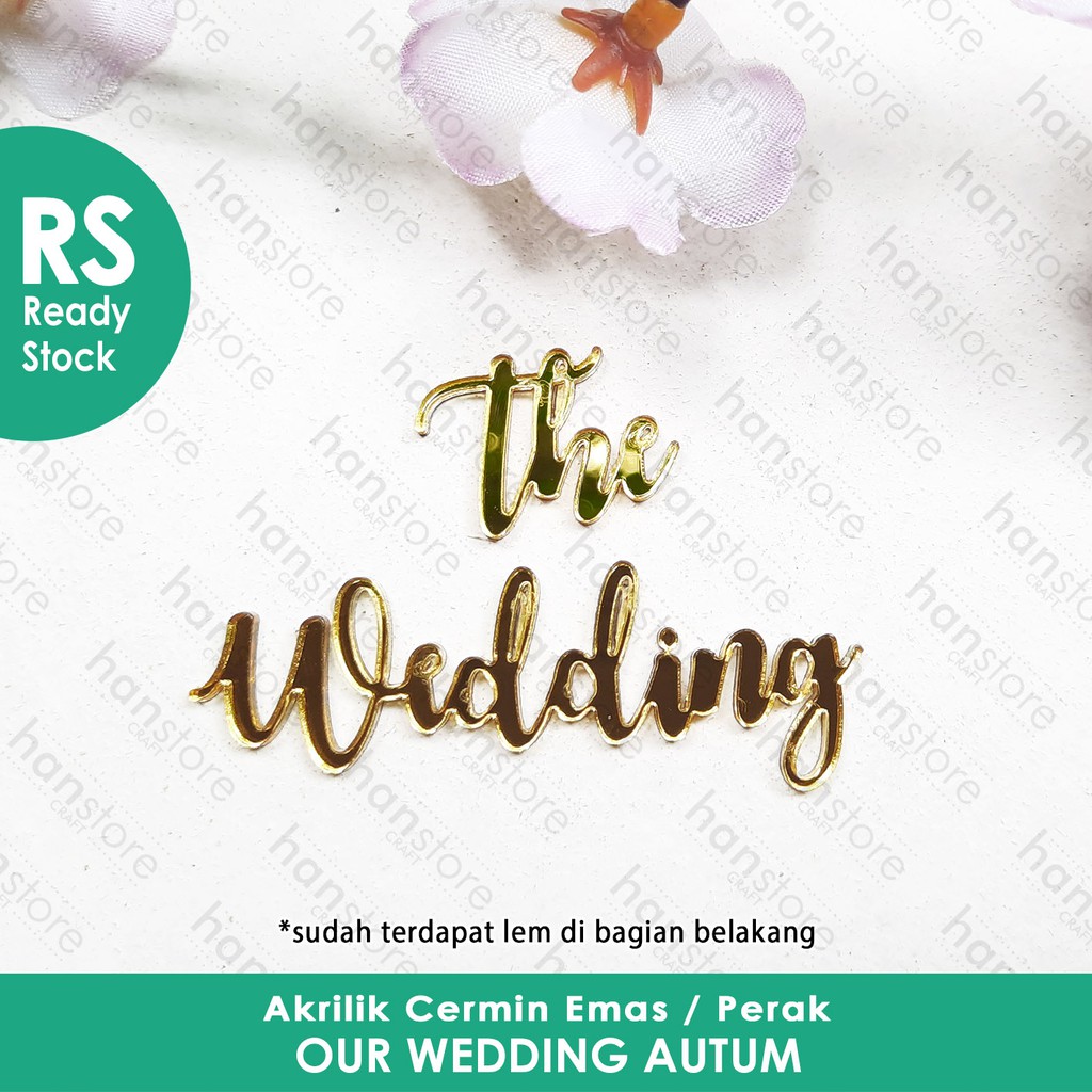 RS 8 x 2 cm The Wedding Autum akrilik cermin Emas / Perak / Dekorasi / Mahar / Seserahan / Scrapbook