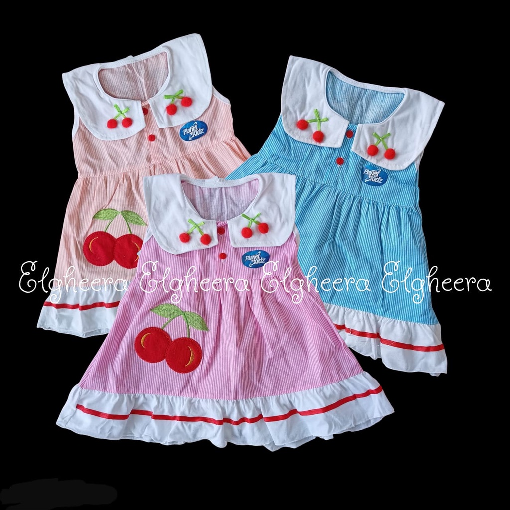 (Elgheera) DB-07 Dress Bayi Motif Cherry / Grosir Baju Bayi Murah