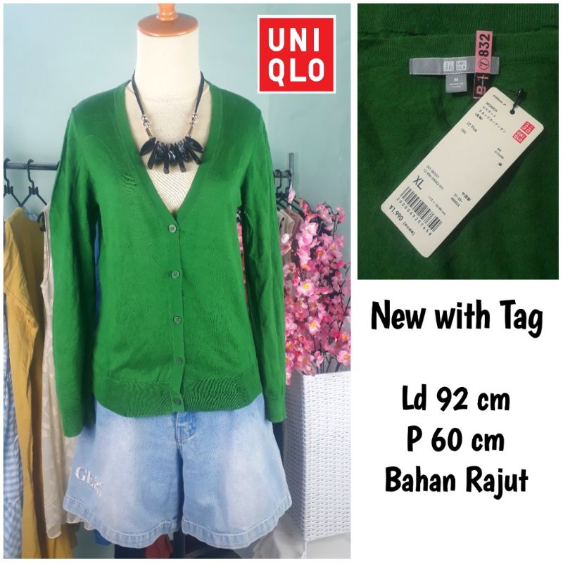 NEW CARDIGAN RAJUT UNIQLO WARNA HIJAU BOTOL