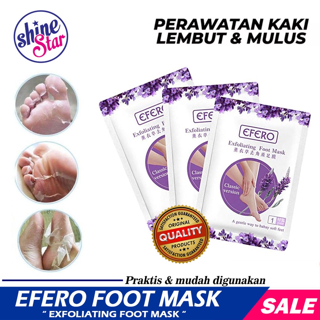 SHINE STAR - [ BISA COD ] EFERO Foot Mask Masker Kaki Pengelupas Kulit Mati &amp; Perawatan kaki Tumit Kering dan Pecah2