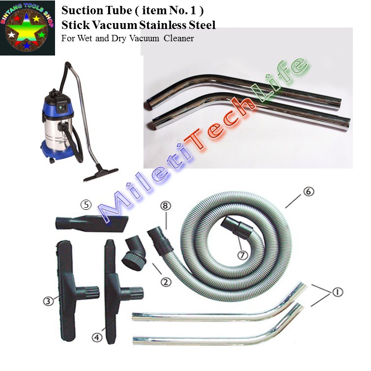 Stick Vacuum Cleaner Suction Tube Stainless Steel for Vacuum 30L Vacuum 60L