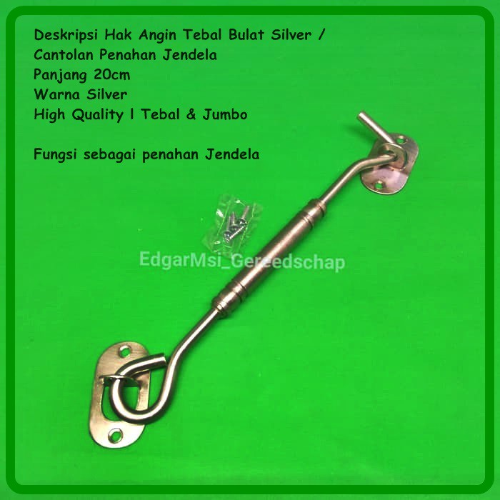 Hak Angin Bulat Tebal Silver Stainless / Cantolan Penahan Jendela