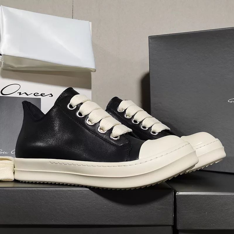 2022 Sepatu Unisex Rick Wide Sepatu Tali Rric Owees Logo Sneaker Owens Sepatu Kasual Kulit Asli