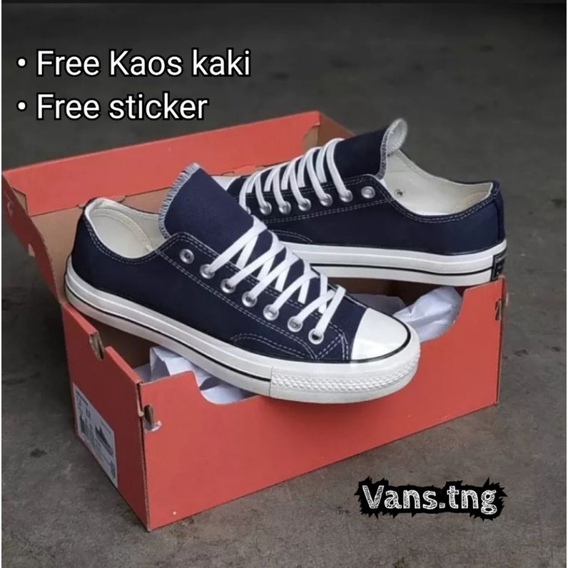 Sepatu Converse 70s Ox Navy Hight Premium Hight Quality /Sepatu Converse Biru Navy Low / Converse Navy terlaris