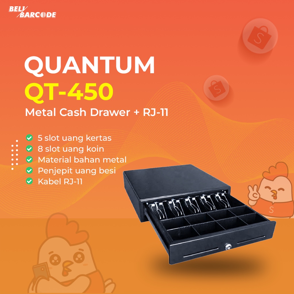 LACI KASIR QUANTUM QT450 HITAM 5 BILL 8 COIN