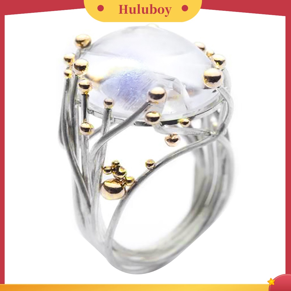 Hu Hu Hu Hu Hu Alat Bantu Pasang Kacamata♡ Cincin Wanita Hias Topaz Imitasi Bentuk Oval Warna Ganda Gaya Vintage Untuk Pernikahanpertunangan