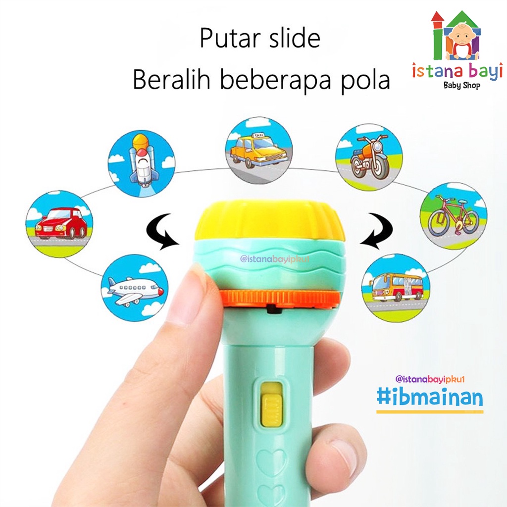 Mainan anak 2 in 1 Projection and Flash light/Senter Mainan