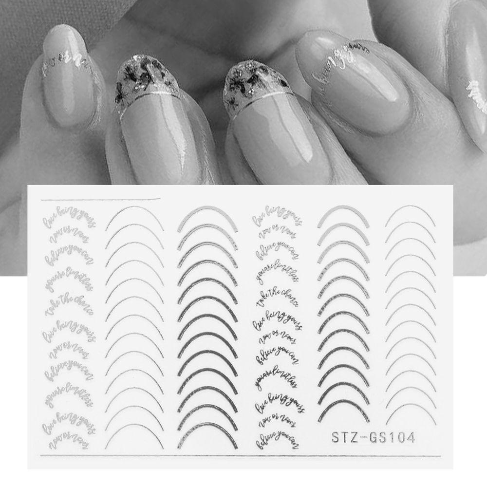 AUGUSTINA Agustin 3D Garis Stiker Kuku Wanita Garis Garis Garis Perekat Diri Nail Art Slider DIY Nail Decals