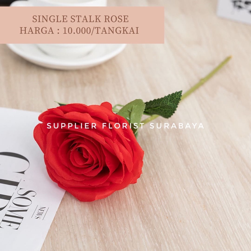 SINGLE STALK ROSE BUNGA PALSU ARTIFICIAL FLOWER MAWAR PREMIUM