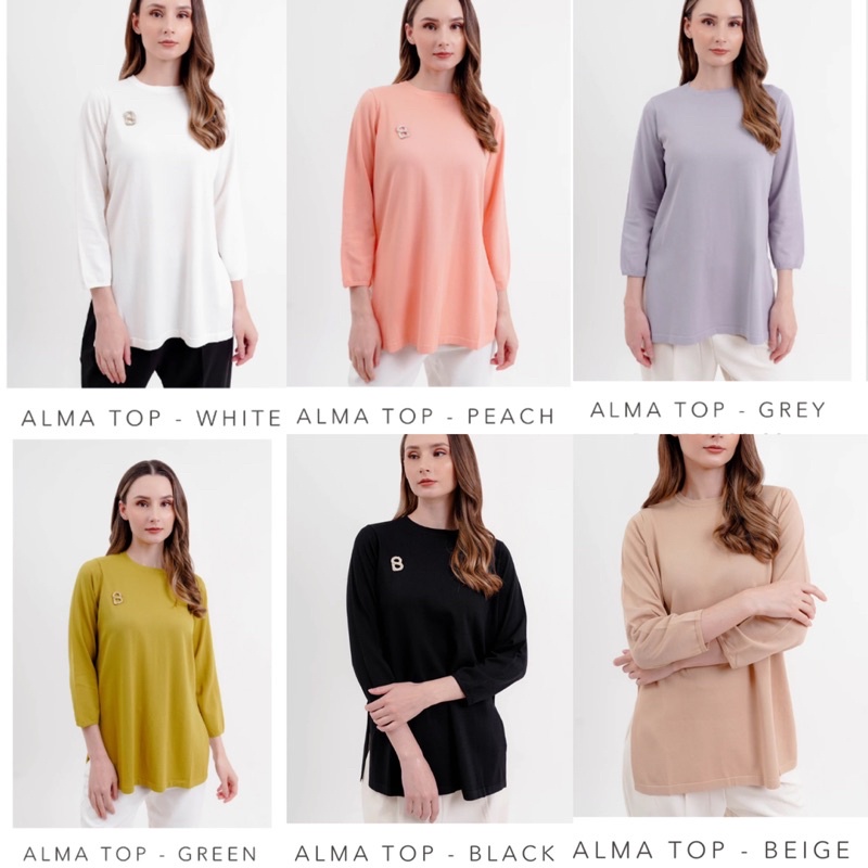Alma Top - White beige grey green black beige S M L XL Benang jarum benangjarum buttonscarves nada s