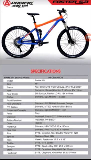 Sepeda gunung Pacific Foster 5 Foster 5.0 MTB 27,5