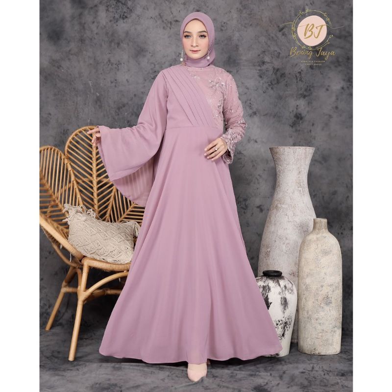 Permata Olshop / Haura Dress SM / Kebaya Gamis Pesta Mewah / Gamis Busui / Kebaya Pesta Kondangan