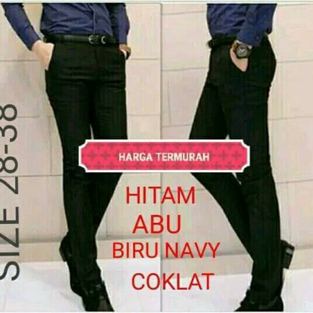 Celana Formal Pria Panjang Slimfit Hitam Size 27-38 Caldin Bahan Kain Teflon Murah