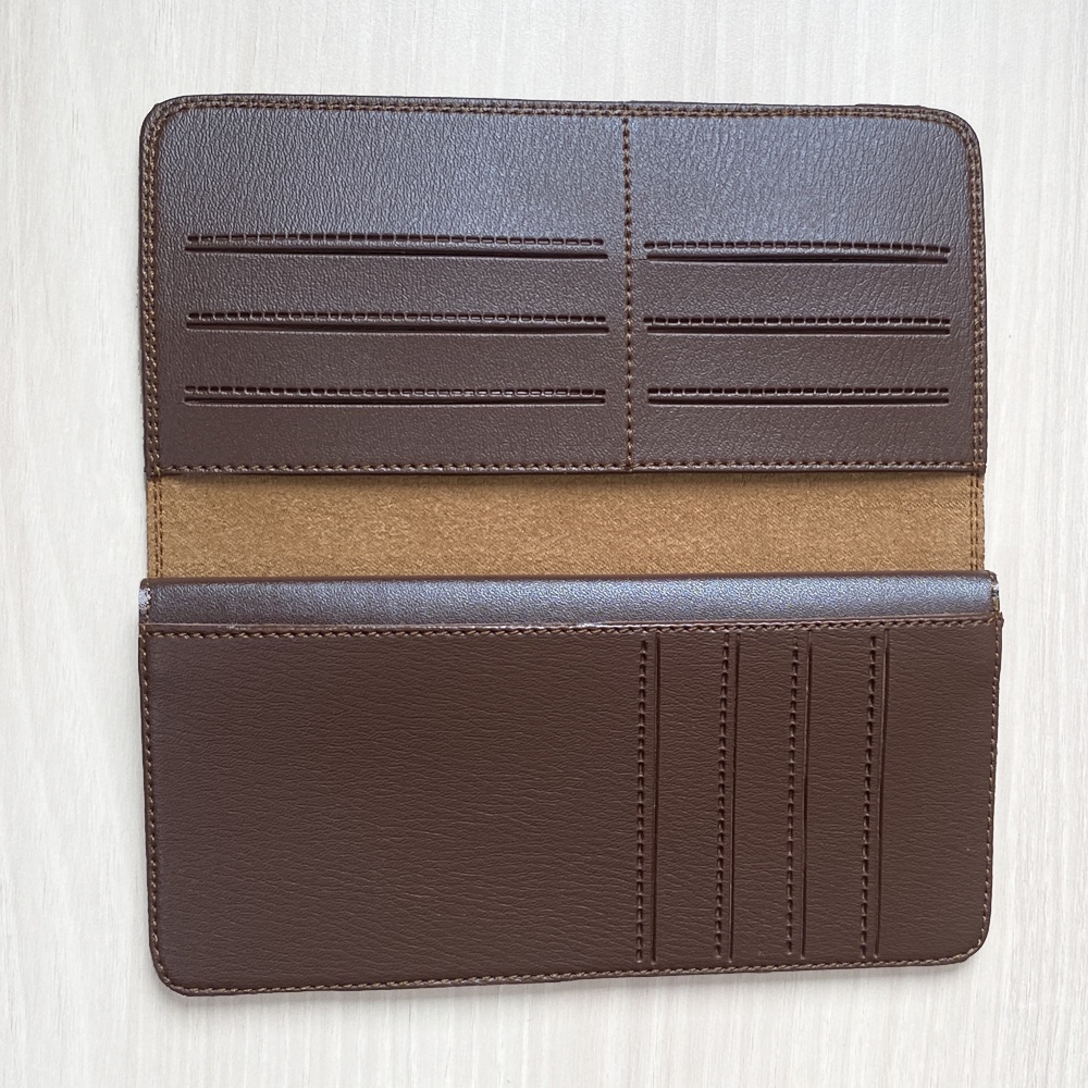 SHOPEE 6.6 SUPER SALE!! Dompet Panjang Pria Lipat Dua Model 3 Dimensi Dompet Panjang Wanita Bahan Full Kulit Dompet Panjang Dompet Kartu Model Casual - Brown