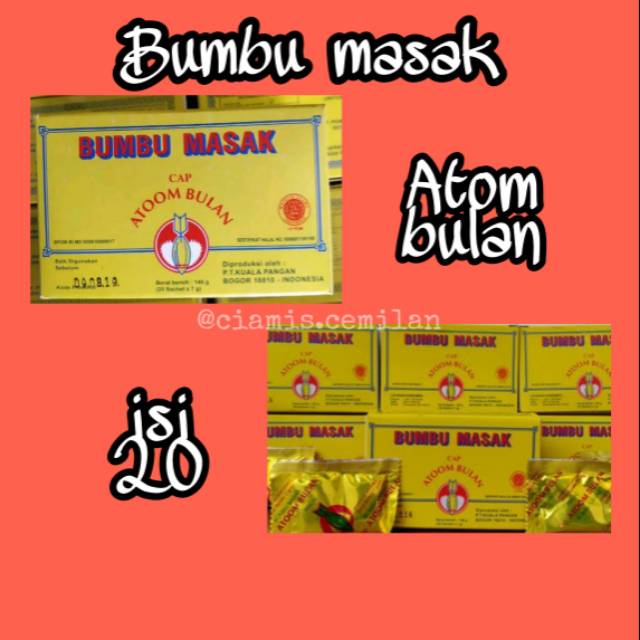 

Bumbu masak atom bulan (penyedap rasa) isi 20