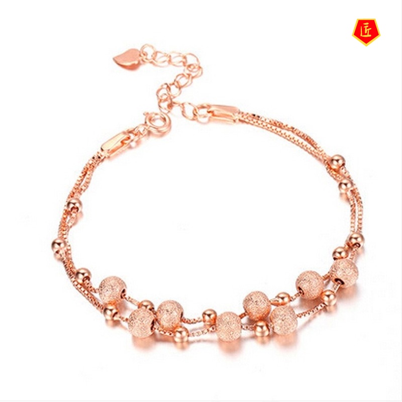 [Ready Stock]Multi-Layer Frosted Rose Gold Lucky Beads Bracelet