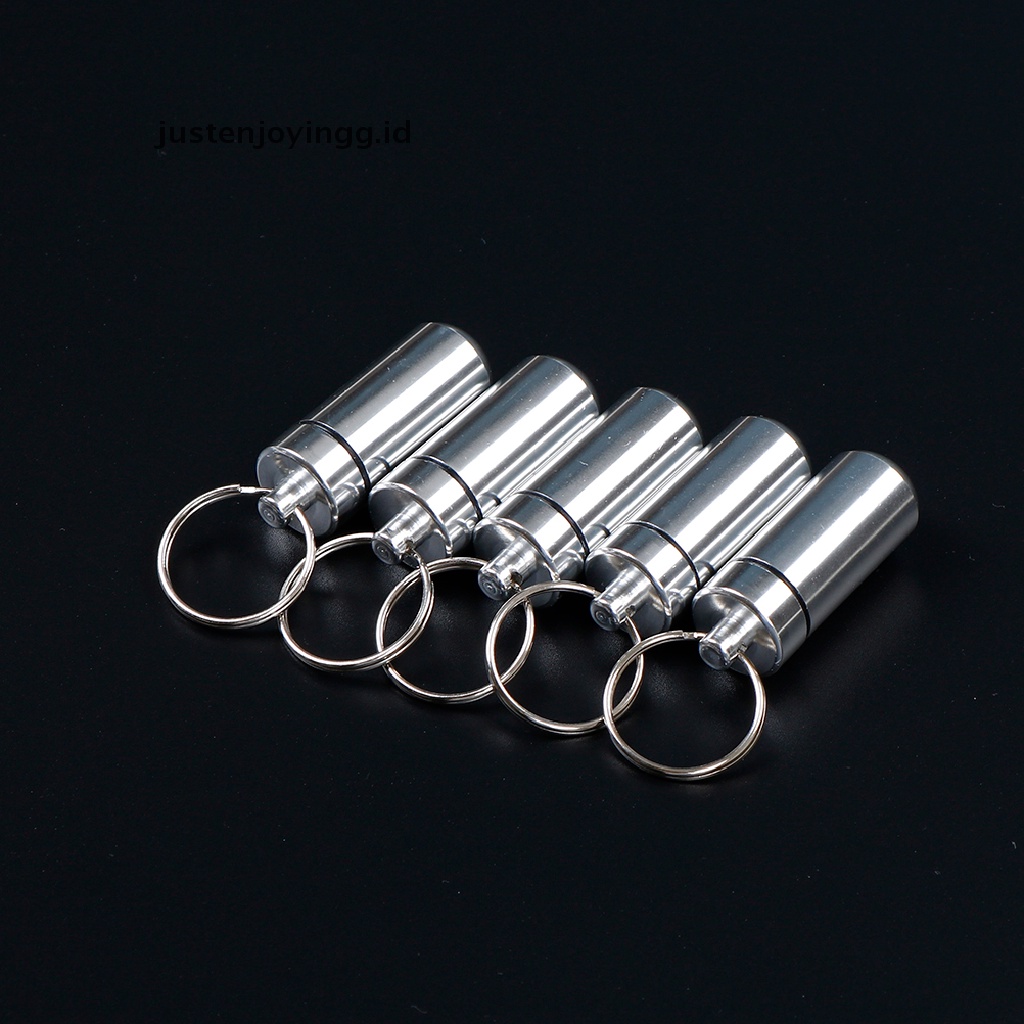 5pcs Kotak Obat Pil Bahan Aluminum Anti Air Dengan Gantungan Kunci