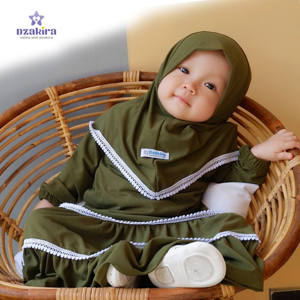 GAMIS BAYI 0-3thn RENDA POMPOM KIRANA ARMY JERSEY TWIST PREMIUM ORIGINAL by DZAKIRA