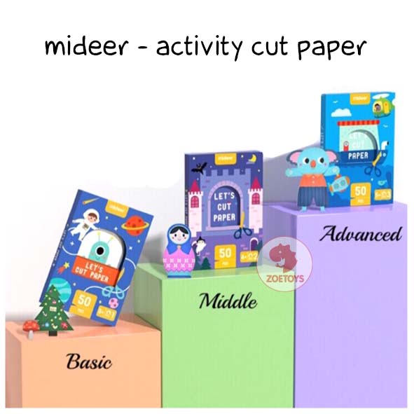 Zoetoys Mideer Activity Cut Paper | Let's Make Craft Beginner Papercut Origami Kertas Lipat | Sticker | Mainan Edukasi Anak