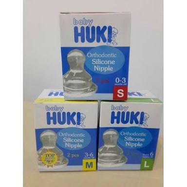 Huki Nipple orthodontic silicone Dot gepeng dan super flo