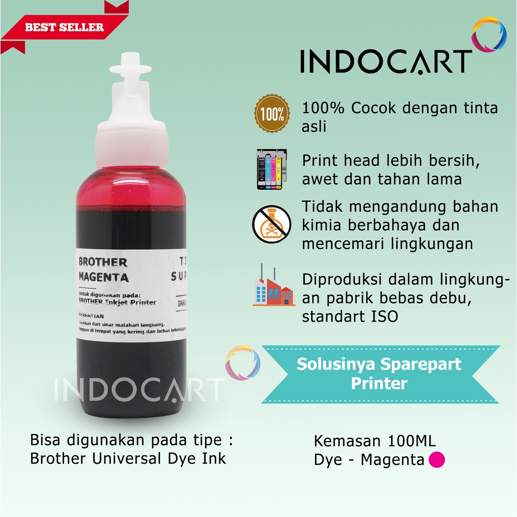 IndoCart Tinta Refill Printer Brother MFC-T800 T810 T910D-Dye-100ml