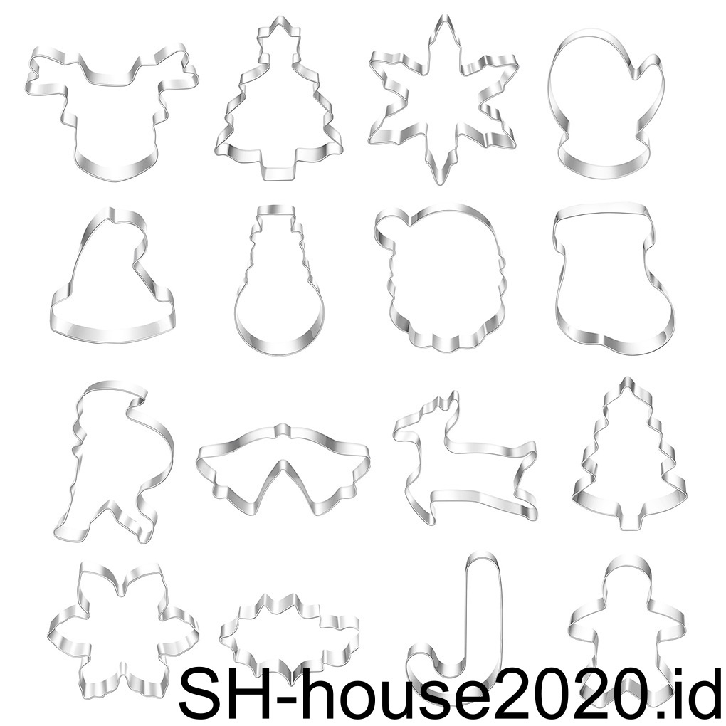 (house2020) 16pcs / Pak Cetakan Biskuit / Cookies / Fondant / Cokelat Tema Natal Untuk Dapur / Rumah