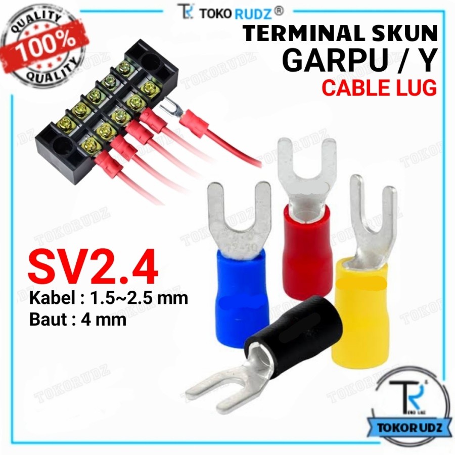 Kabel Skun Y Sekun SV24 Isolasi Konektor Kabel Listrik 1.5 - 2.5 mm Terminal SV2.4