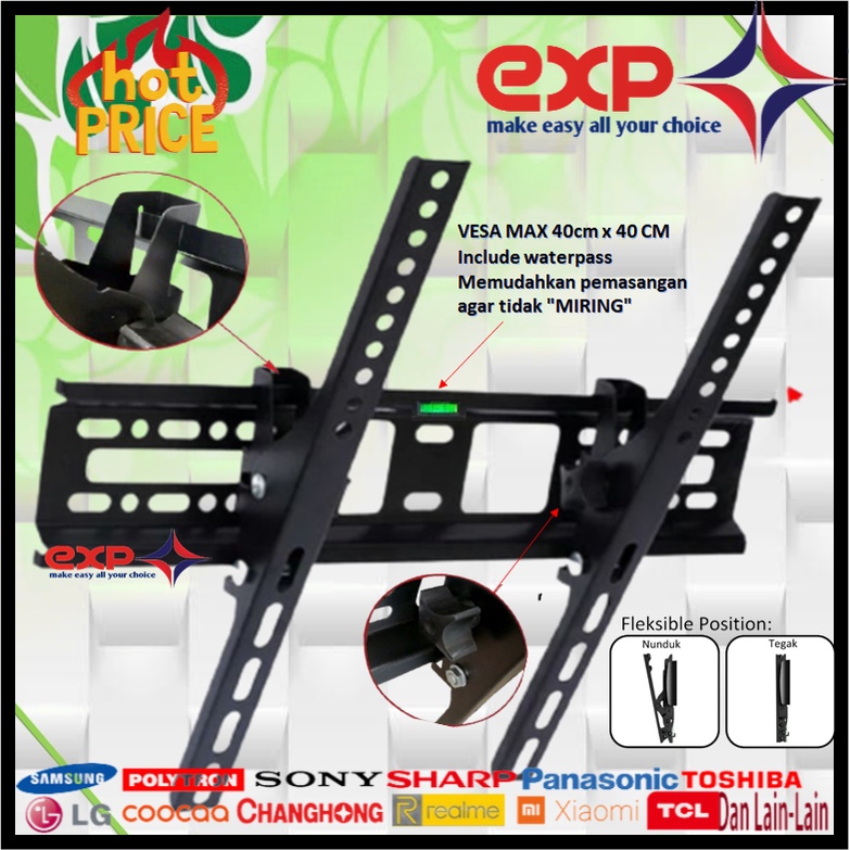 Garansi cocok!!! Bracket TV universal 42&quot; s/d 55&quot; Waterpas adjustable position-15