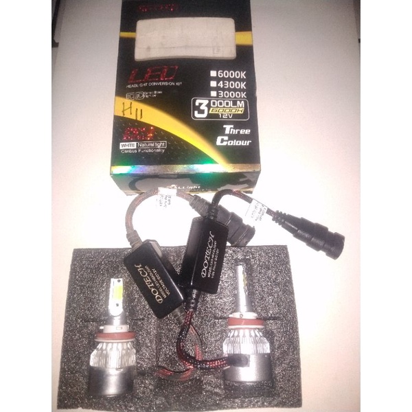 lampu led dotech 3 warna h11