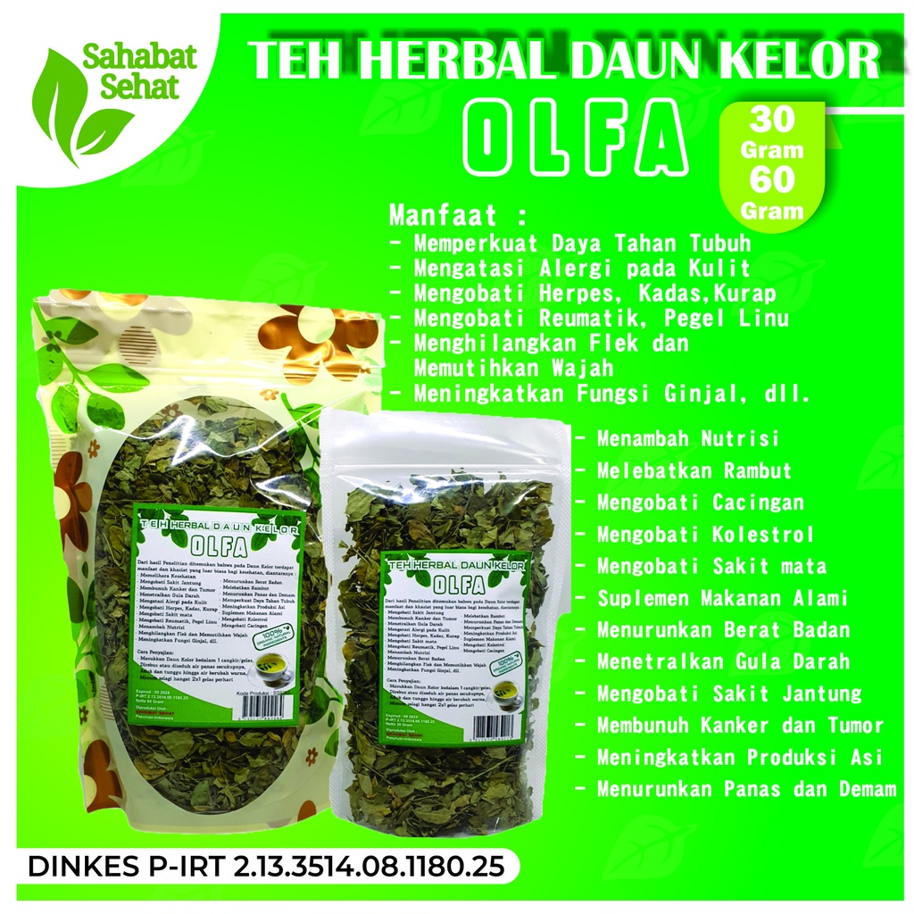 

(BEST PRODUCT) TEH HERBAL DAUN KELOR OLFA 60GRAM 60GR 60 GR 60 GRAM EKSTRAK MORINGA OLIEFERA Hikmah Sehat Teh Rebus Seduh Kering Alami Diet Jati Belanda Cina Daun Kelor Bidara Insulin Bunga Rosella Rosela Buah Mahkota Dewa