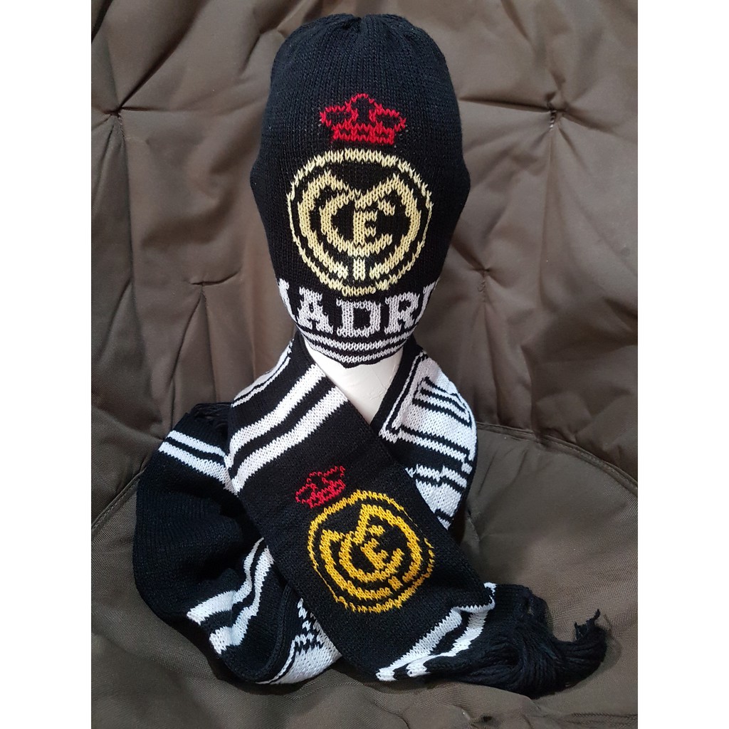 Kupluk bola persib persija barca madrid mu beanie Rajut allsize syal set BEA-BOLA SET