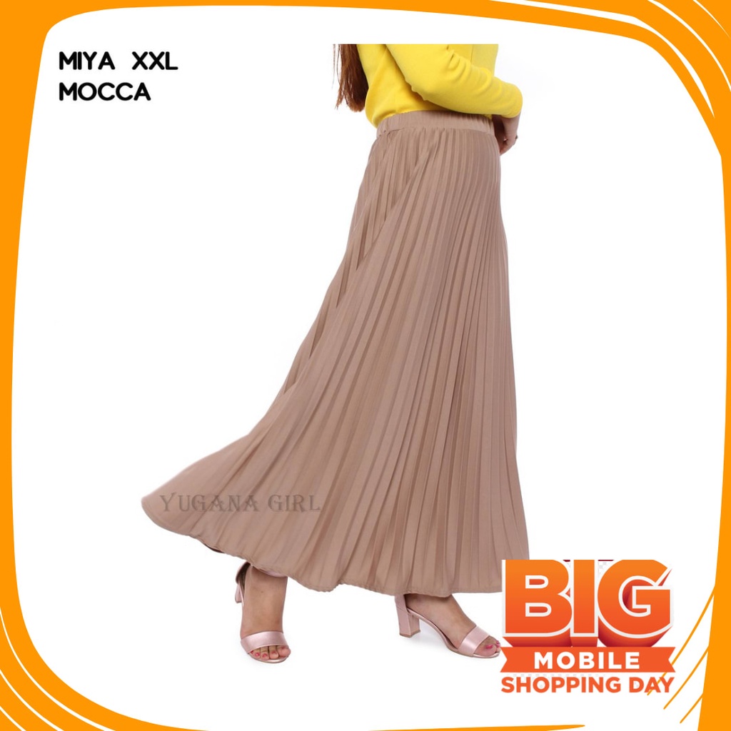 Bawahan remaja Anak Sekolah Kuliah Dewasa Street /  YUGANA - MIYA Rok Cewek Wanita  Rok Plisket Panj