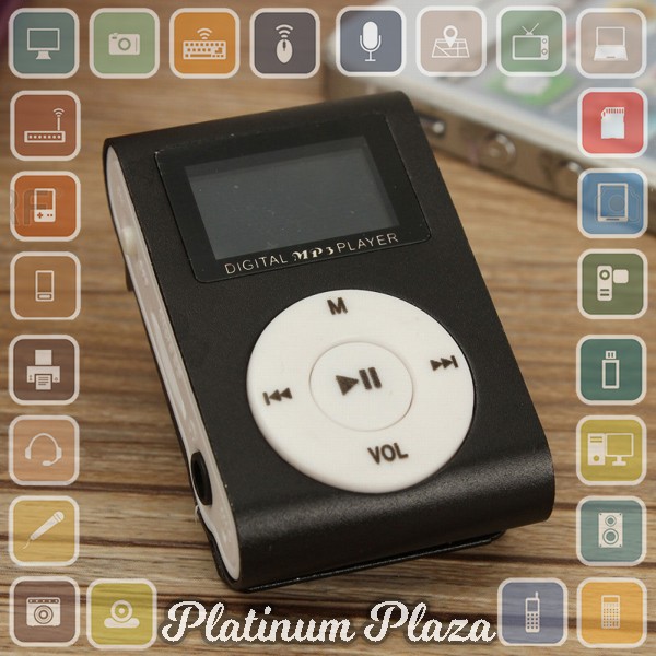 Pod MP3 Player TF Card dengan Klip &amp; LCD - Black`5ZAN9B-