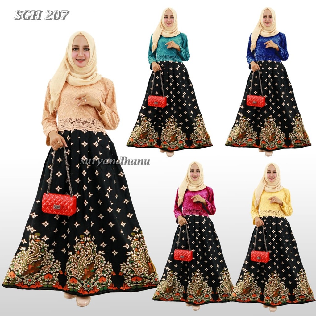 SGH 207 Gamis batik busui baju muslim wanita dress terusan  brokat baju pesta
