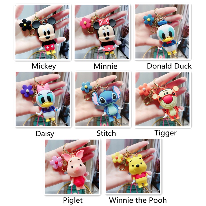 TK Fashion Creative Disney PVC Keychain Winnie the Pooh Stitch Mickey Donlald Duck Keychain Figure Doll Toys