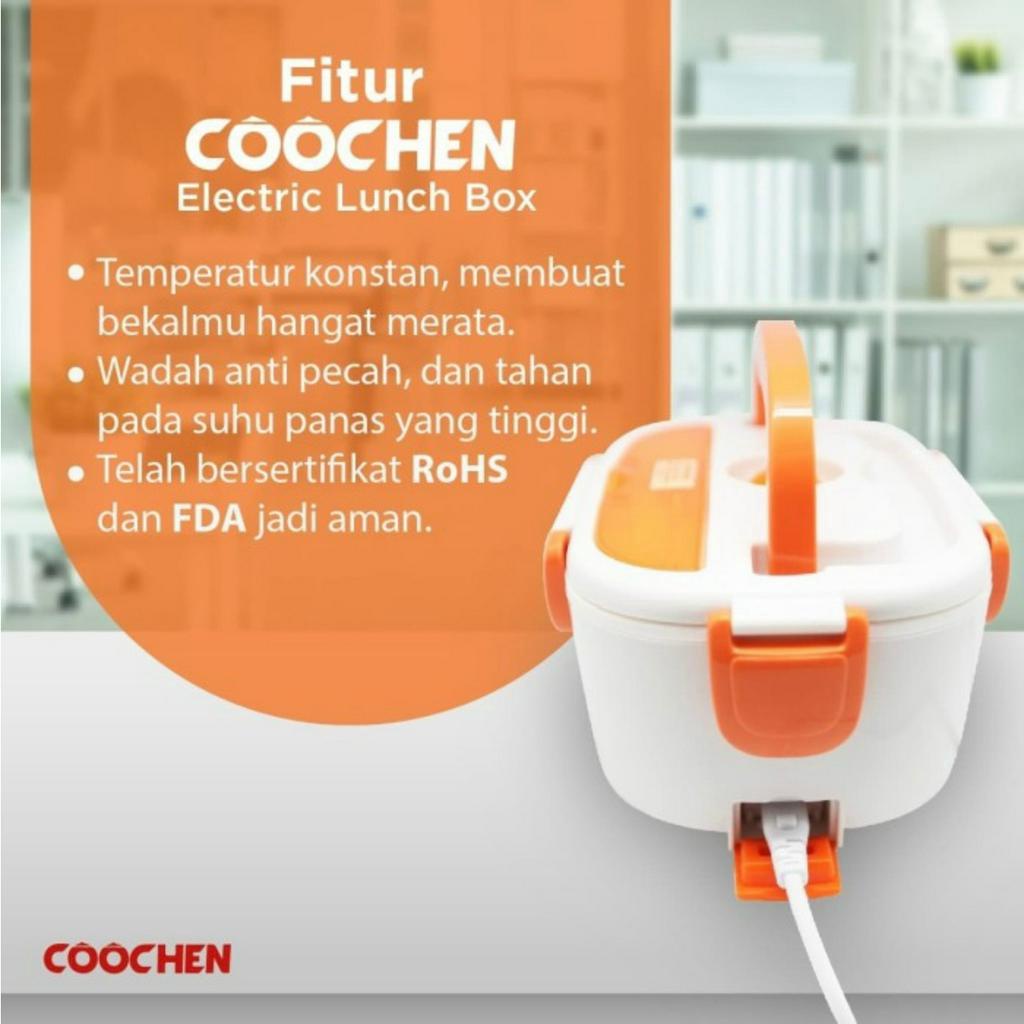 Coochen Electric Lunch Box Ber-Sertifikat Rohs &amp; FDA Kualitas Premium Kotak Makan Electric Lunch Box electric Kotak Bekal makan pemanas penghangat makanan rantang makanan kotak makan kotak bekal tahan panas kotak pemanas makanan murah premium garansi