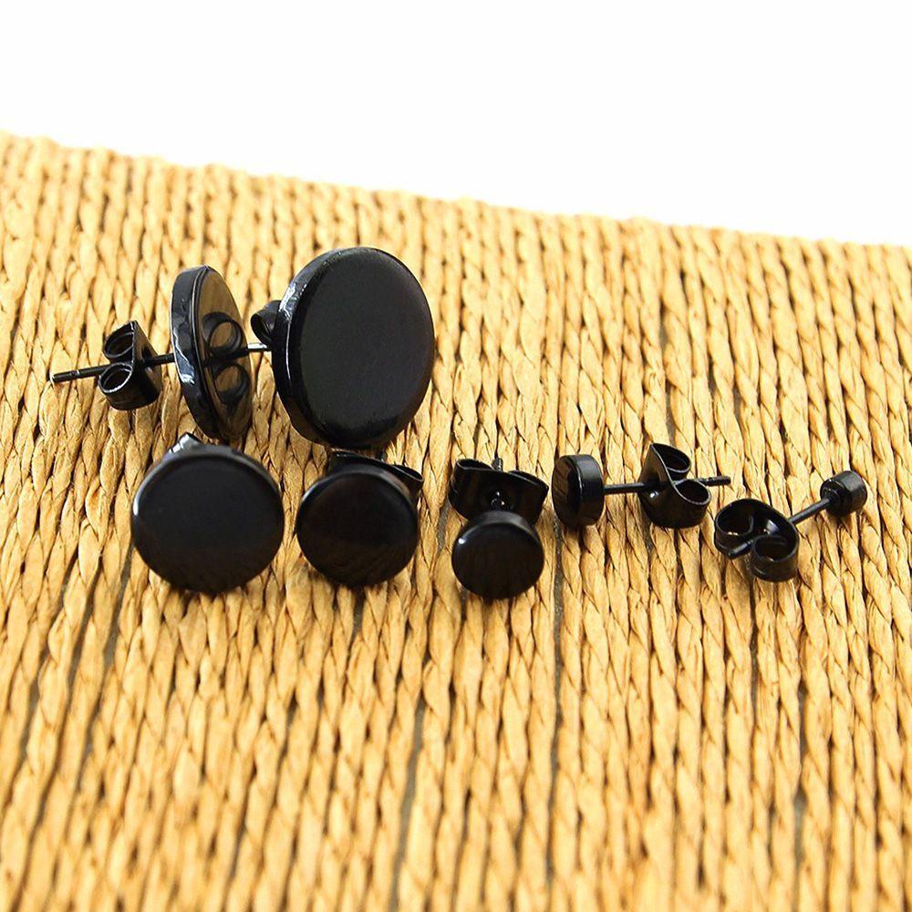 Nickolas1 Anting Penjualan Panas 1pasang Berbentuk Bulat Hitam Dengan Gesper Kupu-Kupu Push Ear Studs