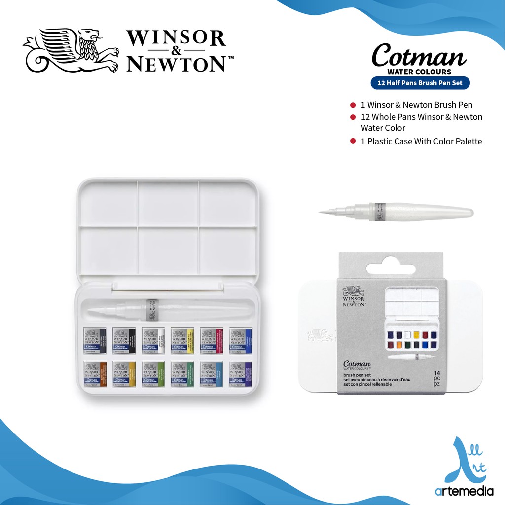 

Winsor & Newton Cotman 12 Half Pan Brush Pen Set Watercolor