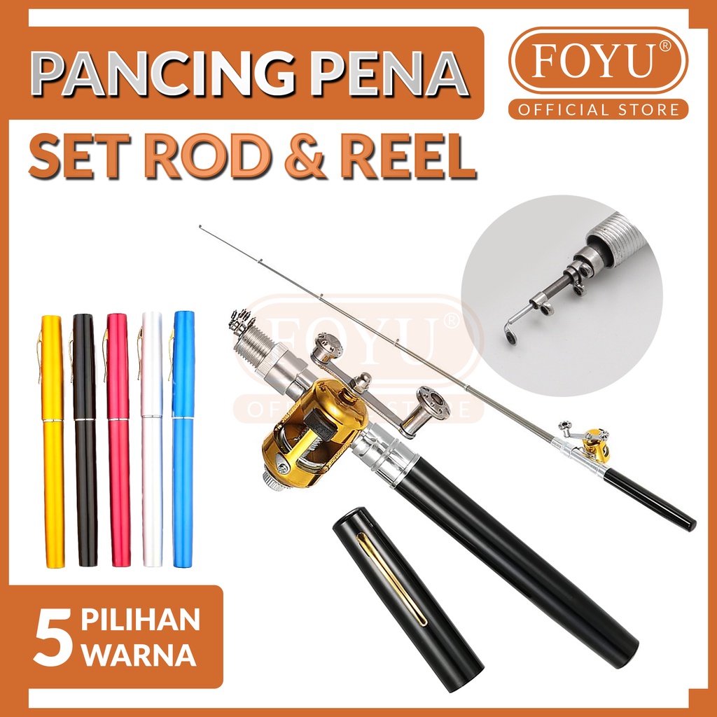 Jual Paket Pancingan Lengkap Pulpen Reel Joran Pen Fishing Rod Simple