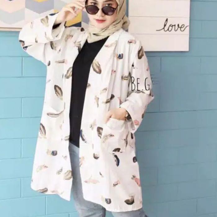 TERLAKU, Cardigan motif bulu/ Malauni long cardigan TERLARIS
