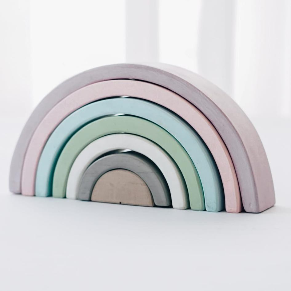 

Harga Spesial.. Wooden Rainbow Pastel Colour - mainan pelangi kayu susun pastel
