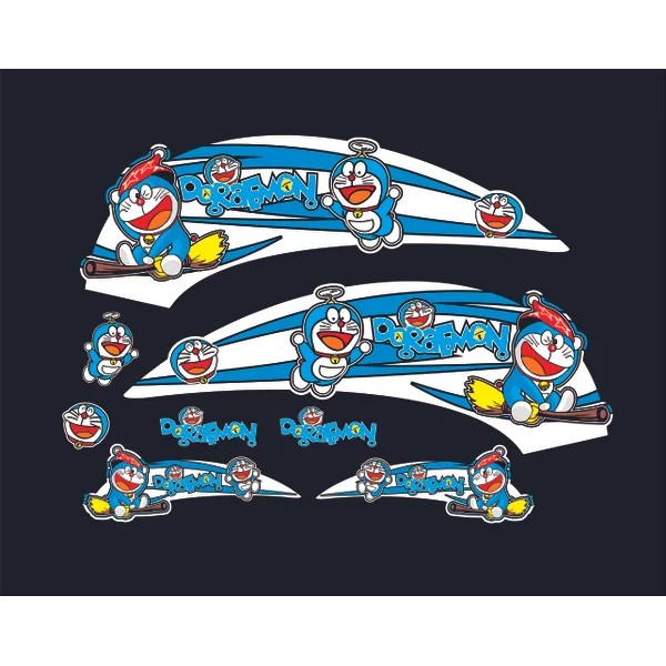 striping scoopy doraemon biru putih simpel stiker scoopy new doraemon variasi elegan style