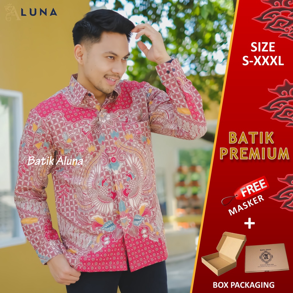 KEMEJA BATIK PRIA PREMIUM LENGAN PANJANG REGULAR KANTOR BATIK ALUNA PCW 077