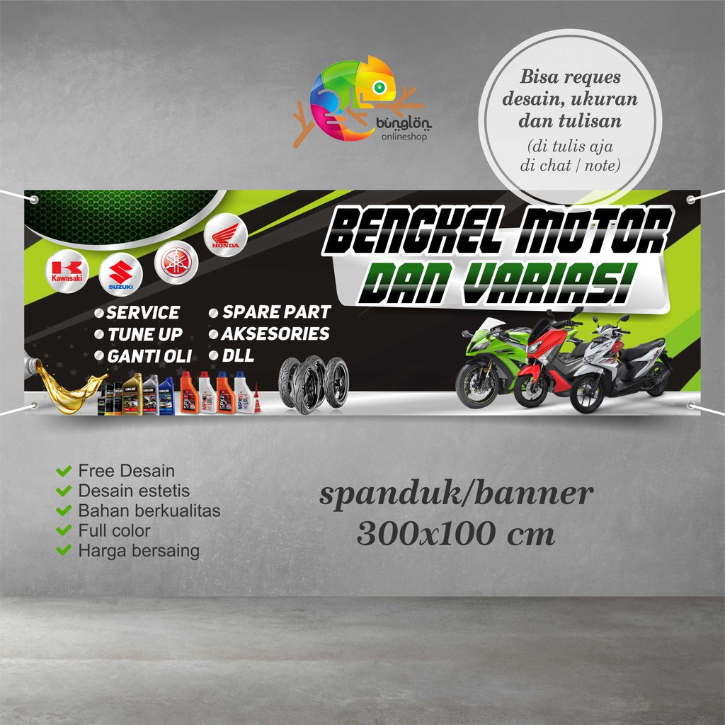 Jual Spanduk, Banner Bengkel Motor dan Variasi Indonesia|Shopee Indonesia