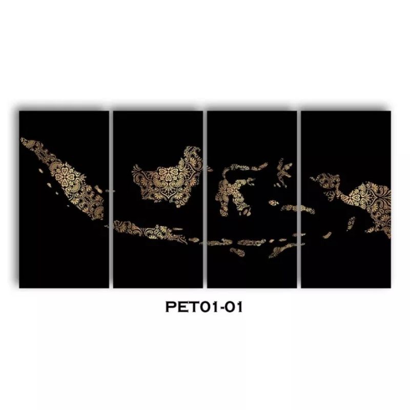 DEKORASI - HIASAN POSTER KAYU HIASAN DINDING PETA INDONESIA 1 SET 4in1 (20 X30CM) PET01