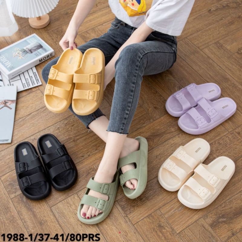 sandal wanita karet 1988 buckle ban dua balance dan nexea