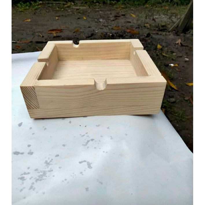 asbak murah bahan kayu jati blanda finishing melamin natural glossy