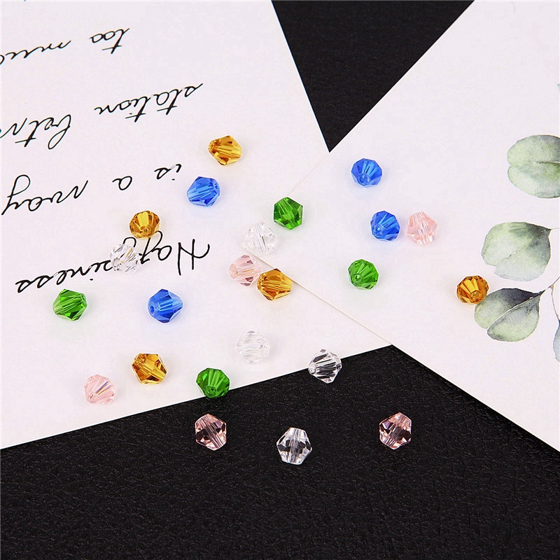 Manik-Manik Kristal Kaca Bicone Faceted 3mm/6mm Untuk Membuat Perhiasan Handmade Diy