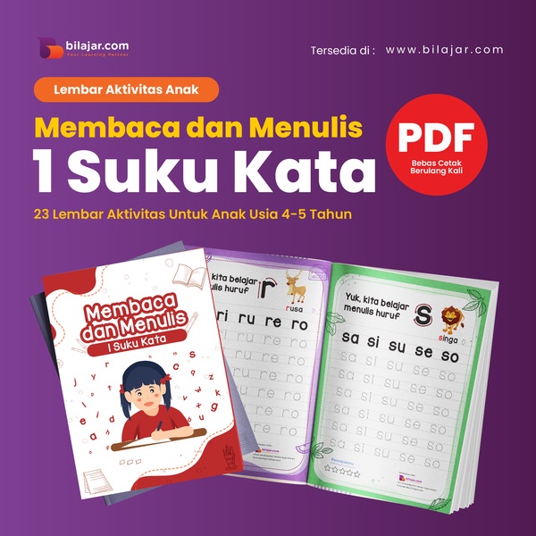 

PDF File Buku Aktifitas Anak Membaca & Menulis 1 Suku Kata 23 Lembar