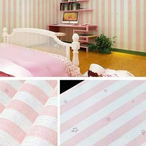 ❋ wallpaper sticker motif salur bintang pink ✭